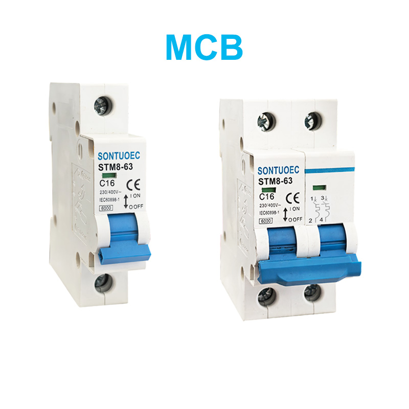 Stm8-63 Circuit Miniatur Breaker 6ka 1p 2p 3p 4p 16A 230 / 400V